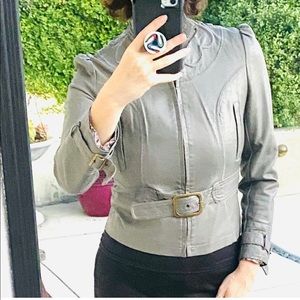 SOLITAIRE by ravi khosla MOTORCYCLE jacket faux leather moto stitching women’s M